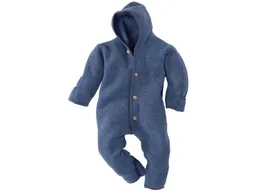 Engel natur Engel Natur Baby Kapuzenoverall Bio-Merinowolle Fleece melange-blau Gr. 62/68 – Produktbild 1 von 1