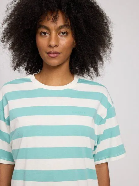 Mazine Mazine Bold Striped T-Shirt für Frauen - aus Biobaumwolle, Turquoise/offwhite (türkis), – Produktbild 4 von 4