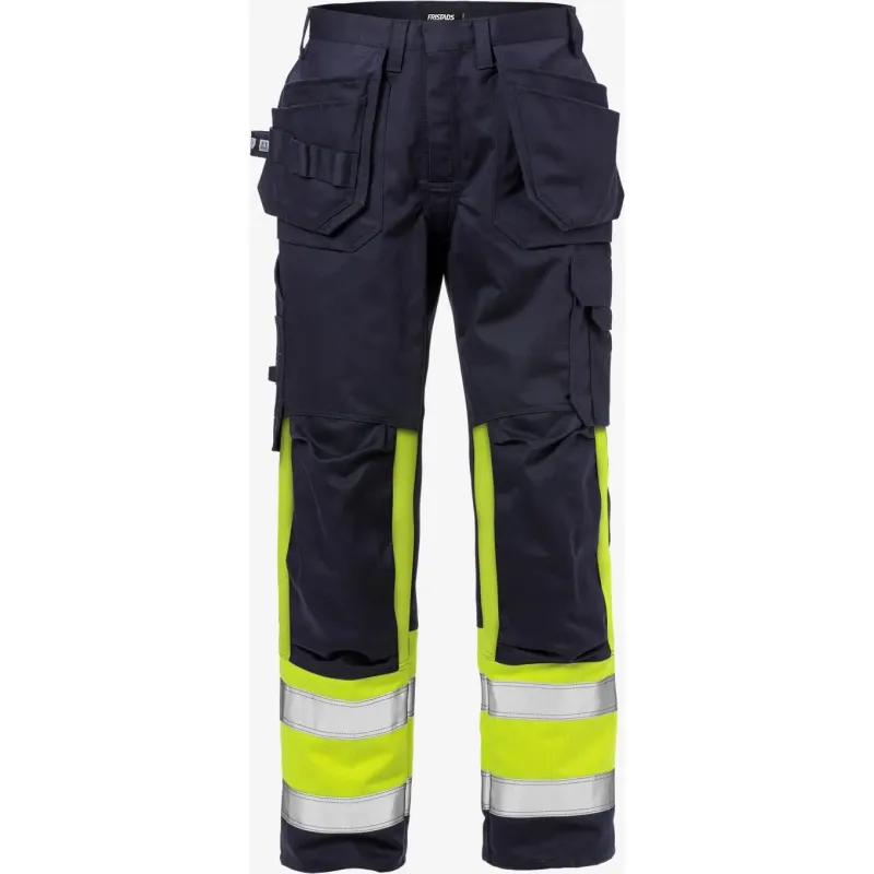 Fristads Hochsichtbare Arbeitshose Klasse 1 Fristads 2586 FLAM, Blau, – Produktbild 2 von 2
