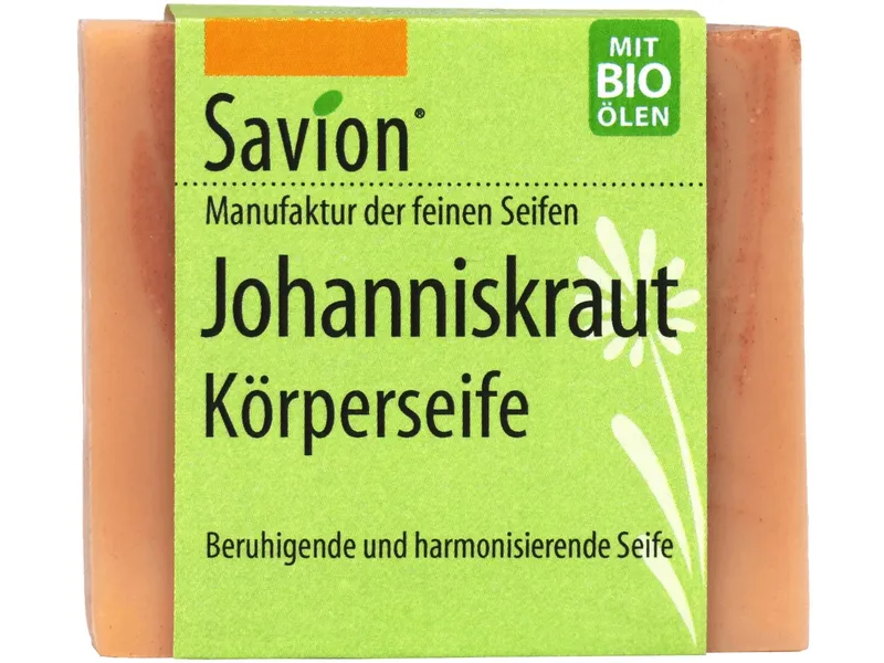 Savion - feine Seifen Manufaktur Biologische Duschseife Johanniskraut 80 g Für jeden Hauttyp – Produktbild 1 von 1