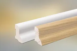 woodstore24 Sockelleiste Eiche weiß funiert für Parkett und Massivholzdielen, 40 x 22 mm, weiß lackiert (RAL 9016), 240 cm – Produktbild 1 von 1
