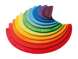Grimms Grimms Großer Regenbogen Halbkreise aus Lindenholz, 11-teilig, bunt lasiert Maße 37 x 18,5 x 9 cm – Produktbild 1 von 1