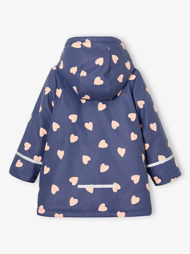 Vertbaudet Warme Regenjacke mit Teddyfleece-Futter Mädchen, Indigo-blau, – Produktbild 3 von 4