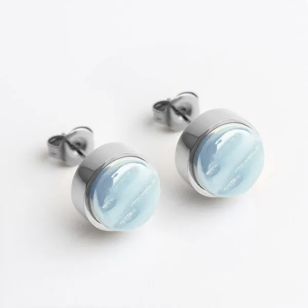 ALEXASCHA ALEXASCHA Edelstahl Ohrstecker mit Glasstein | Silber, Himmelblau, – Produktbild 1 von 4