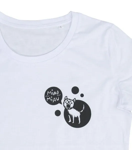 päfjes päfjes Miau Miau Katze - Damen Shirt - fair gehandelt - Bio - White – Produktbild 3 von 4