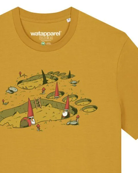 watapparel watapparel T-Shirt Unisex Gnome Footprint, Ochre, – Produktbild 3 von 3
