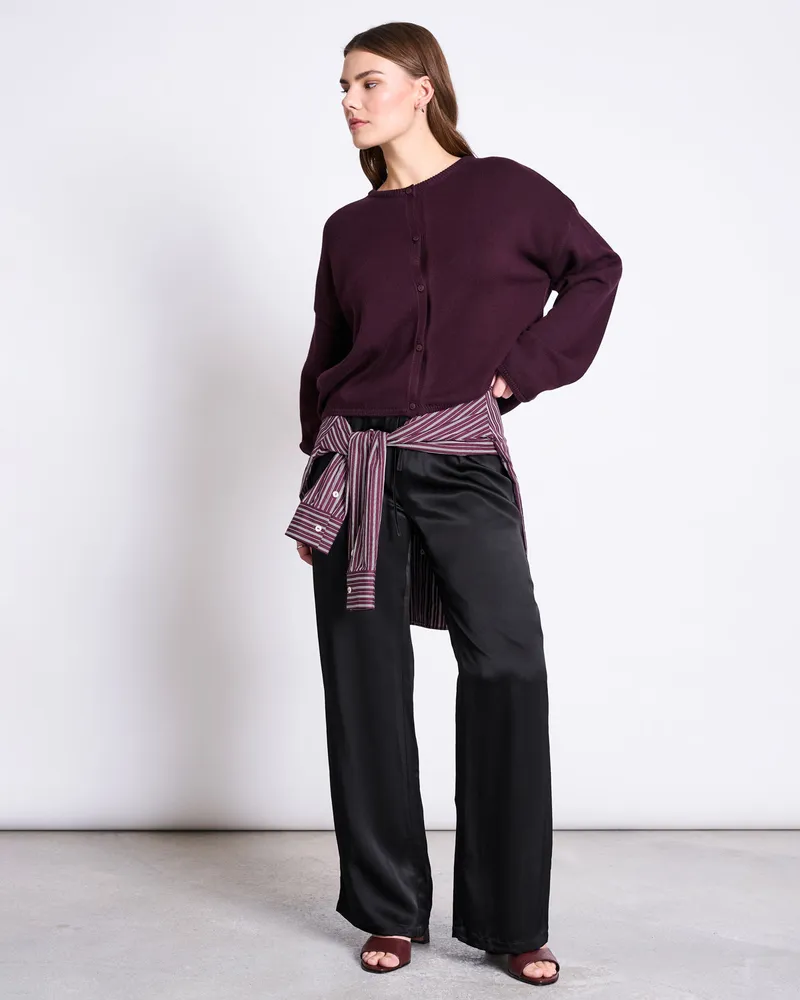 JAN N JUNE JAN 'N JUNE Damen vegan Strickjacke Light Asas Cherry Lacquer, Violett, – Produktbild 1 von 2