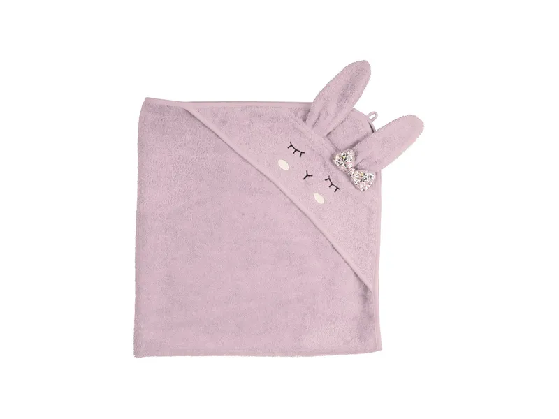 Kikadu Kikadu Baby Kapuzenhandtuch Bio-Baumwolle Hase Maße 80 x 80 cm, Rosa, – Produktbild 1 von 2