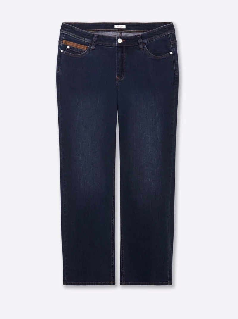 sheego Gerade Jeans, Darkblue-stone-washed, – Produktbild 1 von 2