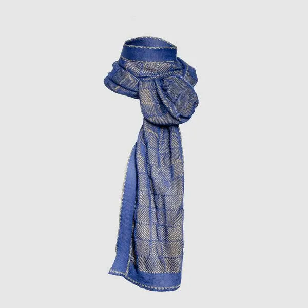 LANARTO slow fashion LANARTO slow fashion Sommerschal Shine zweifarbig aus Bio-Baumwolle Feinstrick made in germany, Blau, – Produktbild 4 von 4