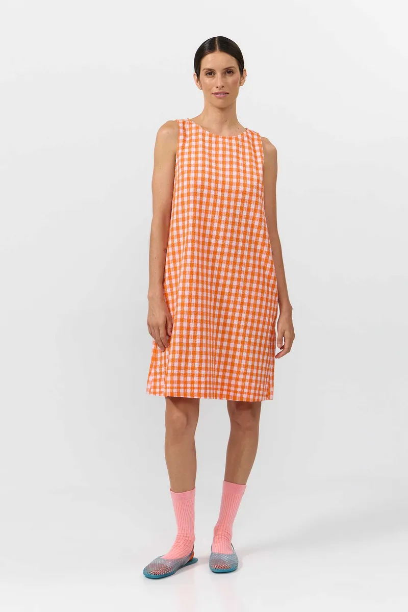 SUITE13LAB SUITE13LAB Damen vegan Kleid Lena Check Orange, Orange, – Produktbild 1 von 2