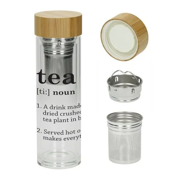 elasto elasto Glasflasche mit Teeeinsatz - dekorativer Deckel 0,45 l, Tea, – Produktbild 1 von 4
