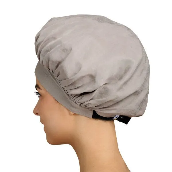 Qupro Qupro Schlafhaube Bonnet vegane Seide Cupro, Silver grey, – Produktbild 3 von 5