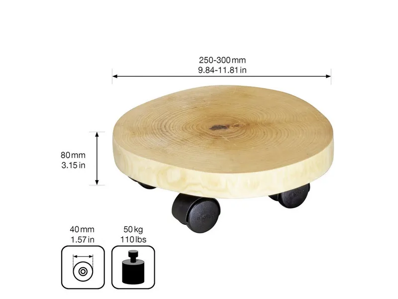 WAGNER SYSTEM WAGNER SYSTEM Pflanzenroller WAGNER Pflanzenroller Baumstamm rund Ø 25-30 cm, Beige, – Produktbild 3 von 3