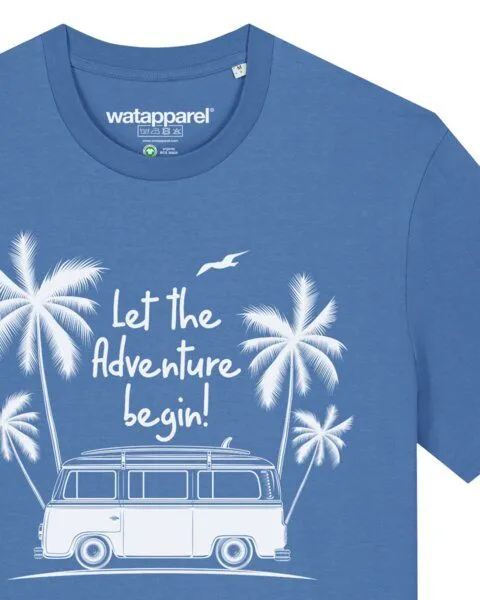 watapparel watapparel T-Shirt Unisex Let the adventure begin, Bright blue, – Produktbild 3 von 4