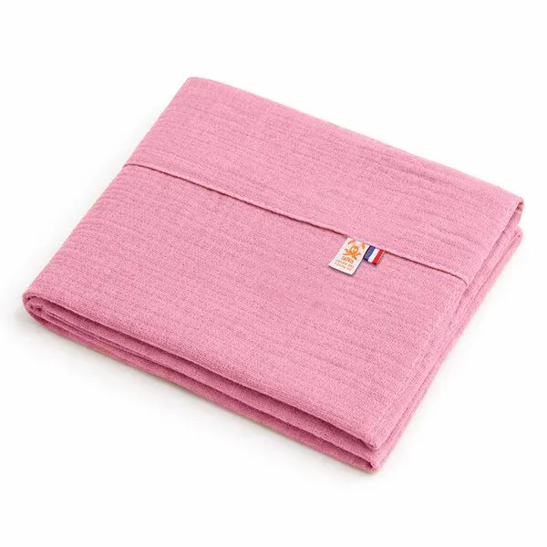 PAPATE PAPATE Flaches Bettlaken aus Bio-Baumwollgaze, Rosa, – Produktbild 1 von 4