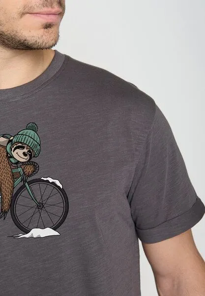 GreenBomb GREENBOMB Animal Sloth Ice Roll - Lässiges T-Shirt aus Bio-Baumwoll Mix / hochwertiger Print / GOTS / Fair & Vegan, Grau (anthrazit), – Produktbild 4 von 4