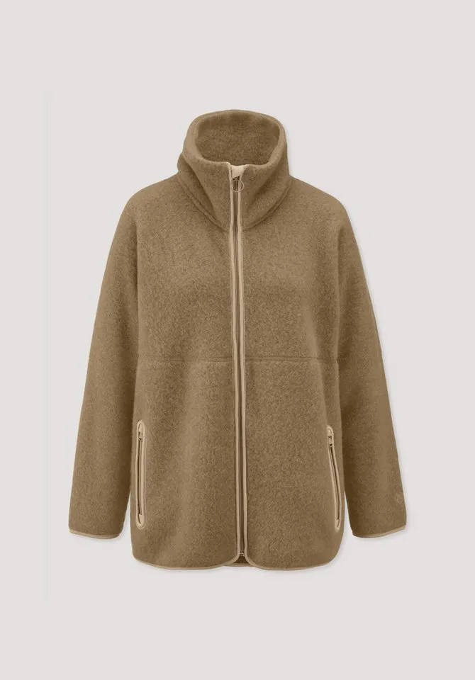 hessnatur hessnatur Fleecejacke Oversized aus reiner Bio-Merinowolle (1-St), Braun, – Produktbild 3 von 5