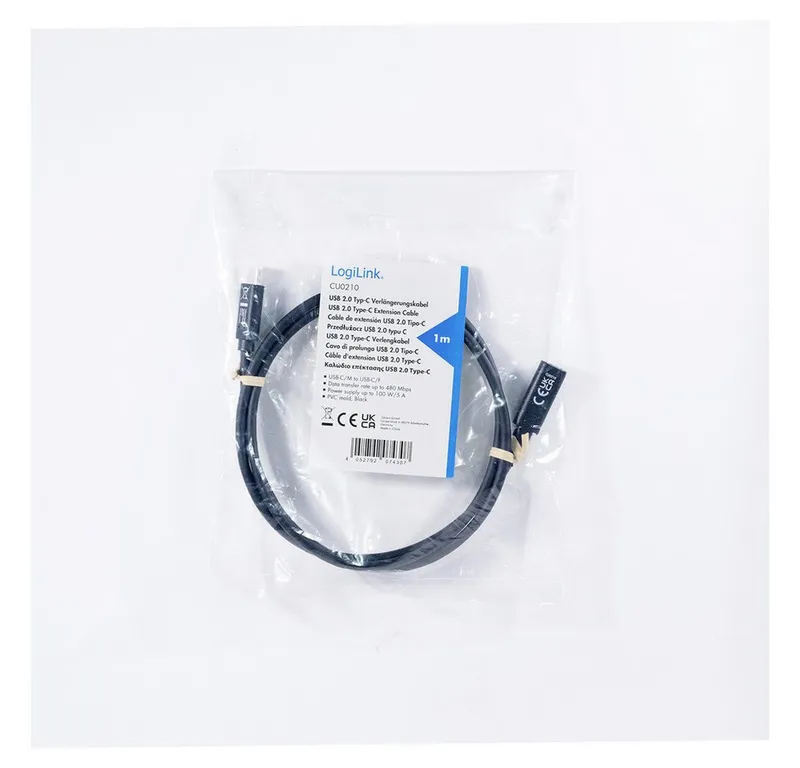 Logilink Logilink USB-C® Kabel USB 2.0 USB-C® Stecker, USB-C® Buchse 1.00 m Sc USB-Kabel, (100.00 cm), Schwarz, – Produktbild 4 von 5