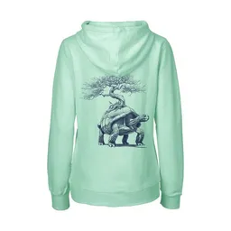 HANDGEDRUCKT HANDGEDRUCKT "Lange Reise" Frauen Zip Hoody Neutral – Produktbild 1 von 1