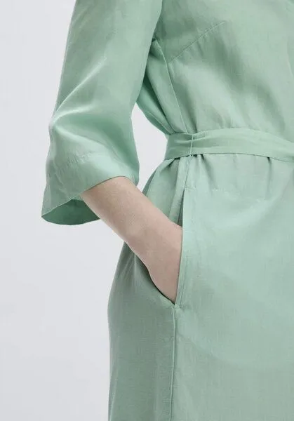 hessnatur hessnatur Kleid Midi Relaxed aus TENCEL Lyocell mit Leinen, Jadegrün, – Produktbild 2 von 4