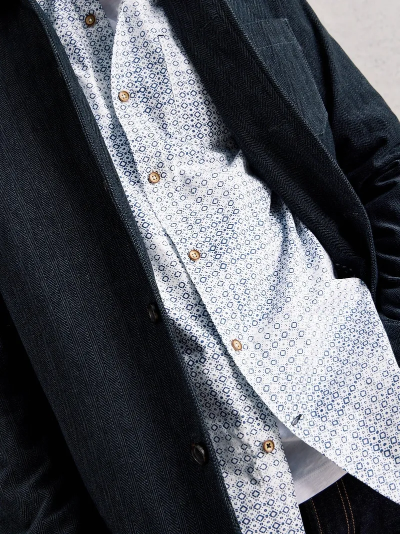 White Stuff Hemd Finsbury mit Geo Print - L/R, Blau print, – Produktbild 3 von 4