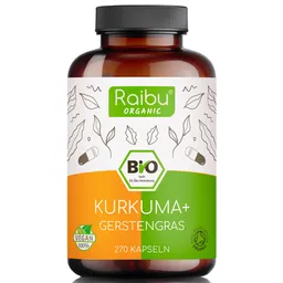 Raibu Organic Raibu Organic Kurkuma-Gerstengras BIO | 270 Kapseln – Produktbild 1 von 1