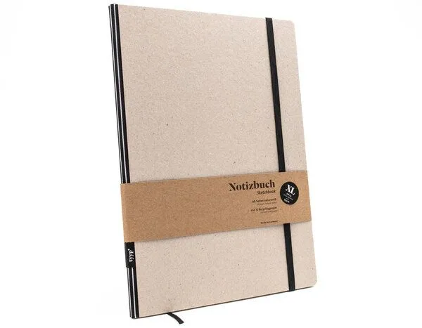 tyyp Skizzenbuch DIN A4 – 100% Recyclingpapier (Blauer Engel) – Klassik ÖKO by tyyp, Schwarz-streifen, – Produktbild 1 von 5