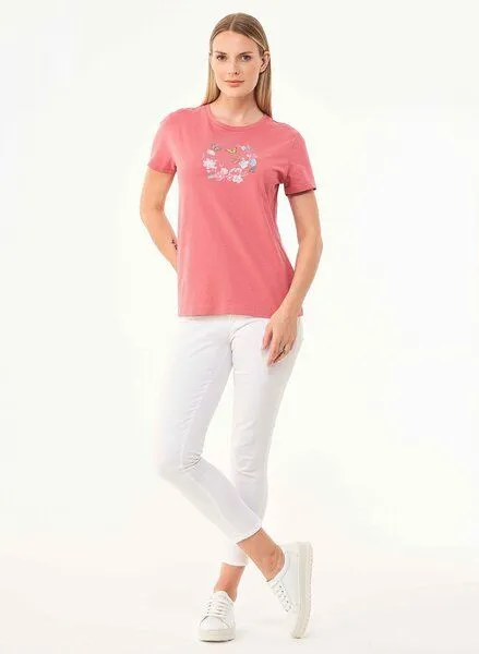 ORGANICATION ORGANICATION T-Shirt aus Bio-Baumwolle mit Print, Rosa(desert rose), – Produktbild 2 von 4