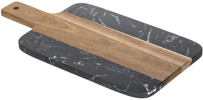 SCHÖNER WOHNEN-Kollektion Schneidebrett Atami, Akazienholz, Massivholz, (1-St), Küchenbrett mit Griff, massives Akazienholz und Marmor, Servierbrett, Schwarz, – Produktbild 2 von 4