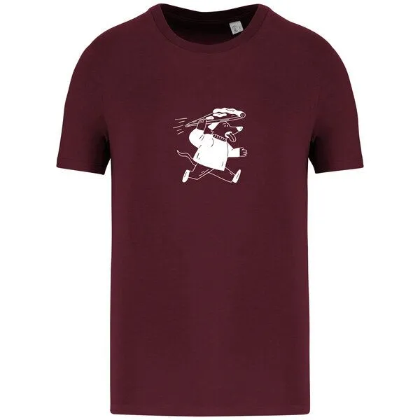 Greenspired Greenspired Basic Bio T-Shirt Pizzadog Nr. 4 ( 155g/m² XXS - 5 XL, Dunkelrot, – Produktbild 1 von 1