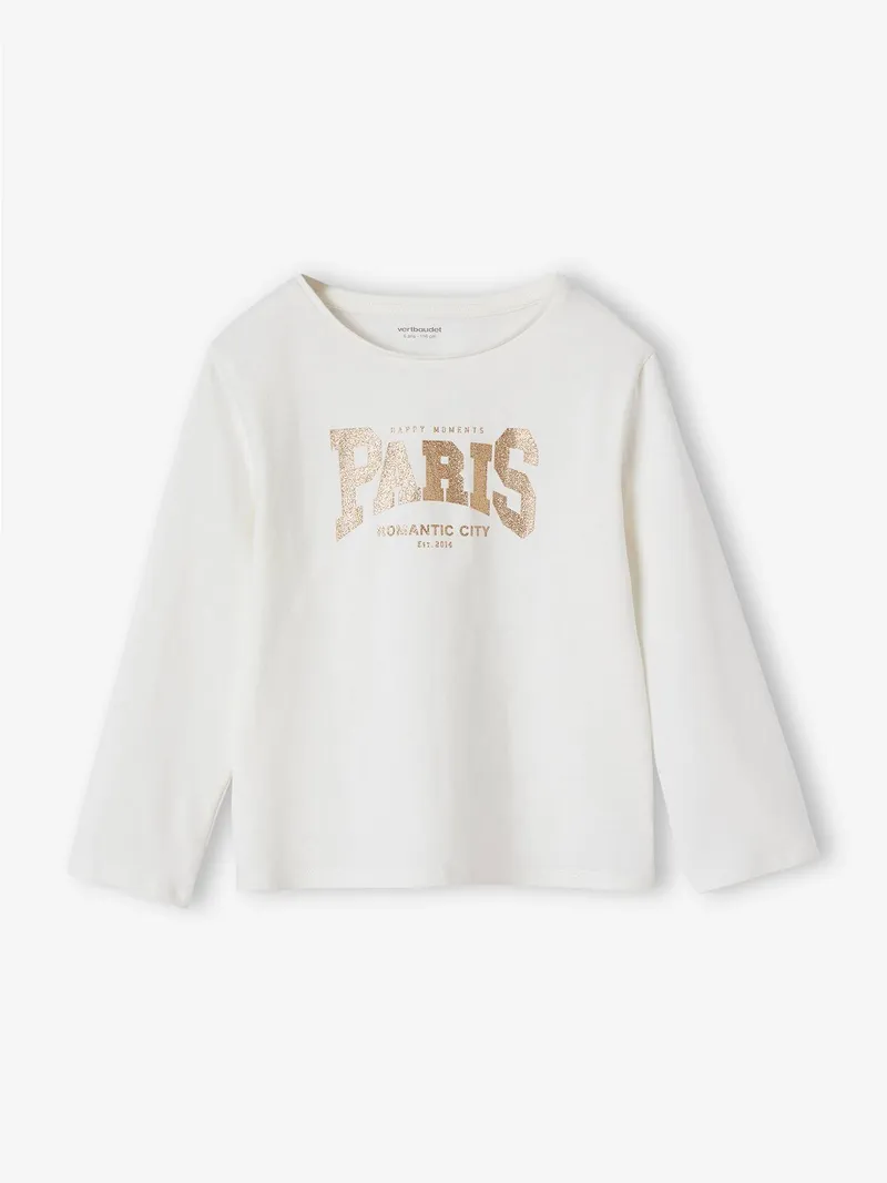 Vertbaudet Mädchen Langarmshirt BASIC, Wollweiß, – Produktbild 1 von 4
