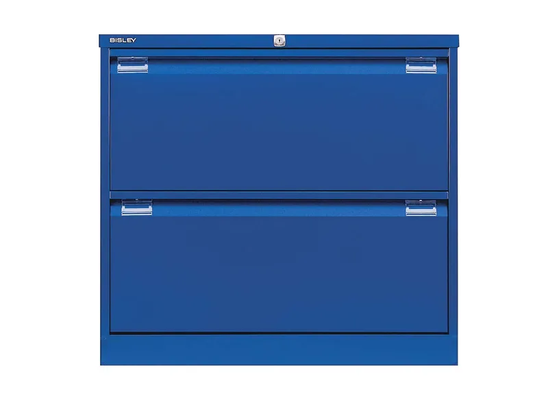 Bisley Bisley Registraturschrank oxfordblau zweibahnig, zwei Schübe RAL 839 – Produktbild 1 von 1
