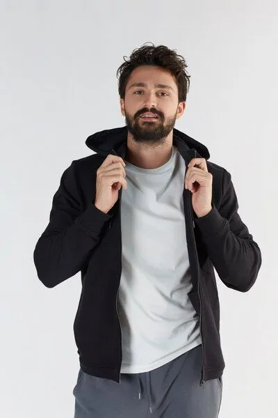 True North Herren Zip-Hoodie Jacke aus Bio-Baumwolle "True North" T2900, Schwarz, – Produktbild 1 von 2