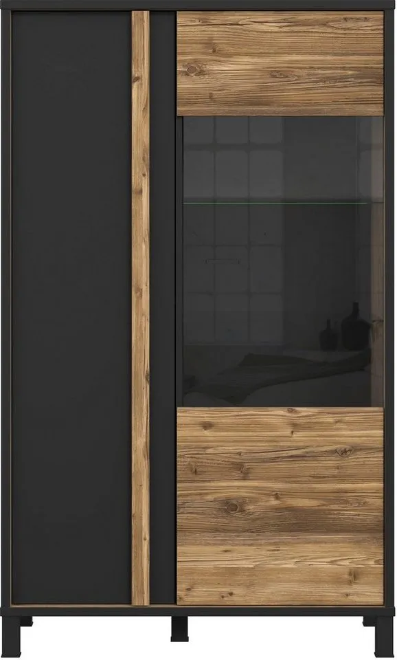 FORTE Highboard Hayato, Höhe ca. 159 cm, Braun|schwarz, – Produktbild 3 von 5