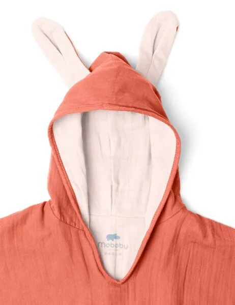 Mababu Mababu Musselin Badeponcho aus 100% Bio-Baumwolle, OEKO-TEX® STANDARD 100 & GOTS zertifiziert, für Kinder (1-3 Jahre, 4-7 Jahre), Rust/beige, – Produktbild 3 von 4