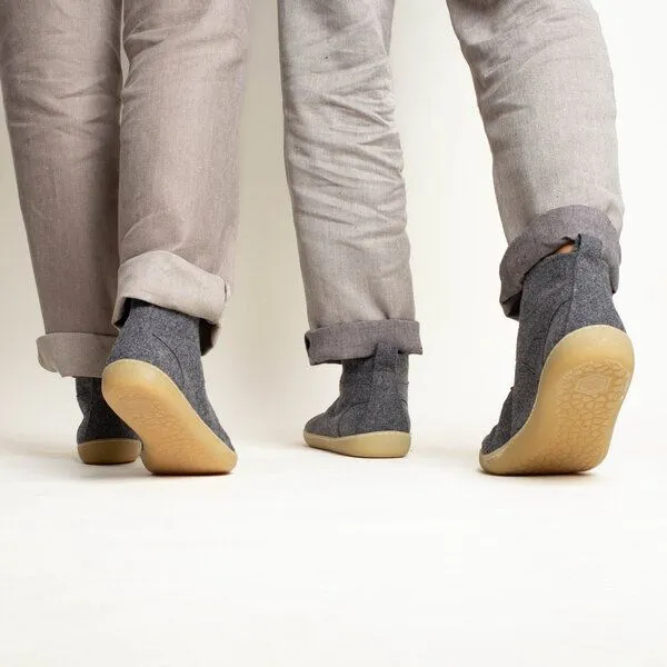 nahtur-design nahtur-design Barfußschuhe aus Bioleinen oder Loden, knöchelhoch, unisex, Blaugrau, – Produktbild 4 von 5