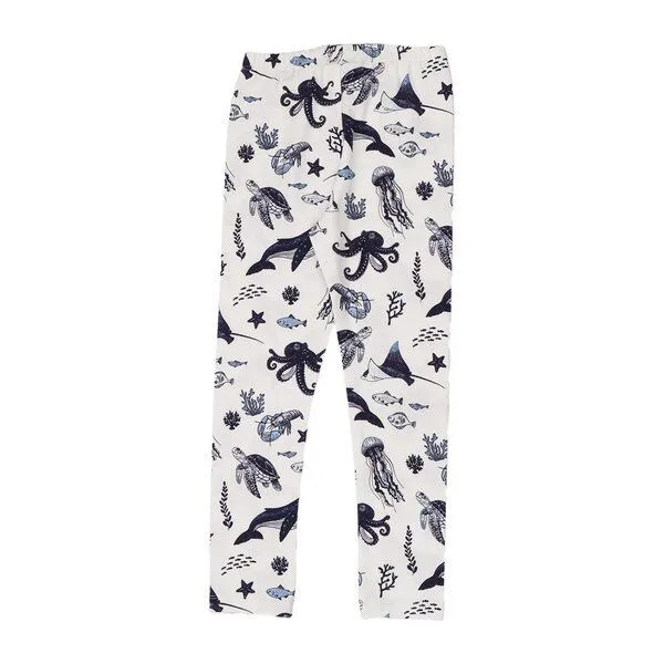 Walkiddy Walkiddy Leggings Weiß Wal-Print Allover Bio-Baumwolle GOTS elastisch – Produktbild 3 von 3