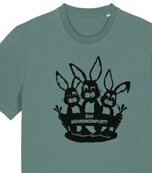 päfjes päfjes Das Hasen Möhrenkomplott - Fair Wear Männer/Unisex T-Shirt, Grün (green bay), – Produktbild 3 von 4
