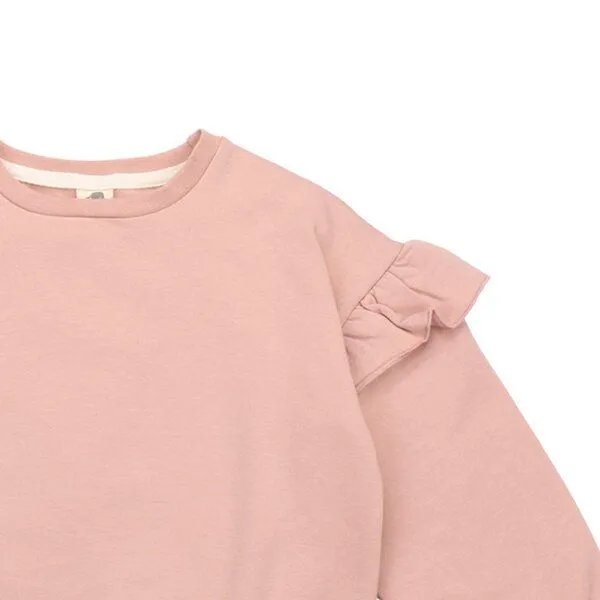 Walkiddy Walkiddy Kinder Sweatshirt GOTS-zertifiziert aus Bio-Baumwolle rosa mit Katzen-Motiv und Rüschen an den Schultern, Pink, – Produktbild 2 von 2