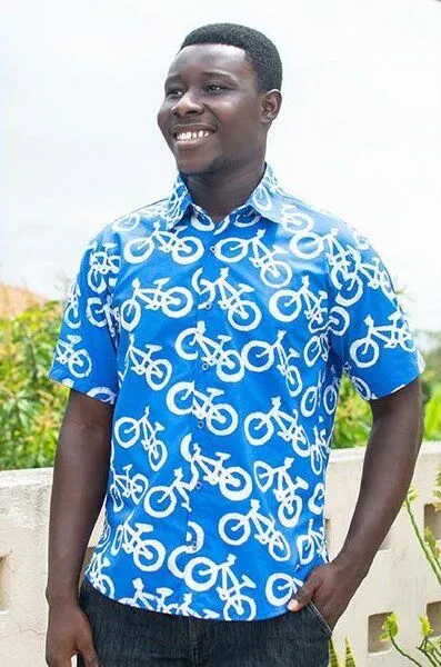Global Mamas Global Mamas Bio Hemd - Slim Fit - Pathways, Bikes (blau), – Produktbild 2 von 4