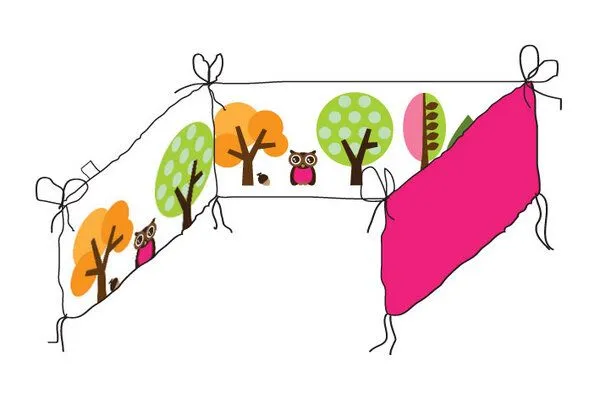 Millemarille Millemarille kleines Bettnest für skandinavische Babybetten IKEA 60x60x60cm, Modern owls pink (eule), – Produktbild 4 von 4
