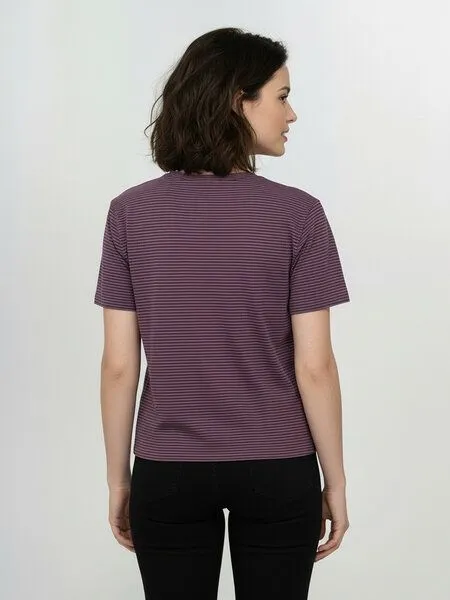 GreenBomb GREENBOMB Basic Nova - Kastiges T-Shirt aus Bio-Baumwolle / GOTS / Fair & Vegan, Lila (moorberry stripes), – Produktbild 4 von 4