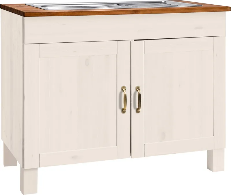 Home affaire Spülenschrank Alby Breite 100 cm, 1 Fach, Weiß, – Produktbild 1 von 5