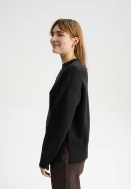 MELA MELA Damen vegan Strickpullover Boxy Jacquard Faiza Schwarz – Produktbild 1 von 1