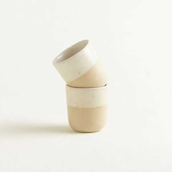 onomao onomao Handgemachter Espressobecher aus Steinzeug | Kollektion TRADITIONELL, Weiß dipped, – Produktbild 4 von 4