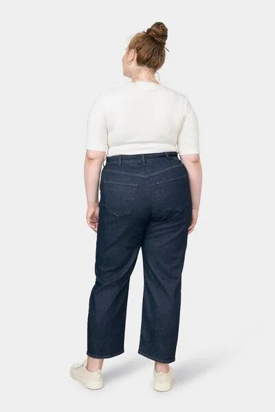 DAWN Damen Jeans STARDUST High Waist O-Shape DAWN Bio-Baumwolle Curvy, Dark indigo, – Produktbild 3 von 5
