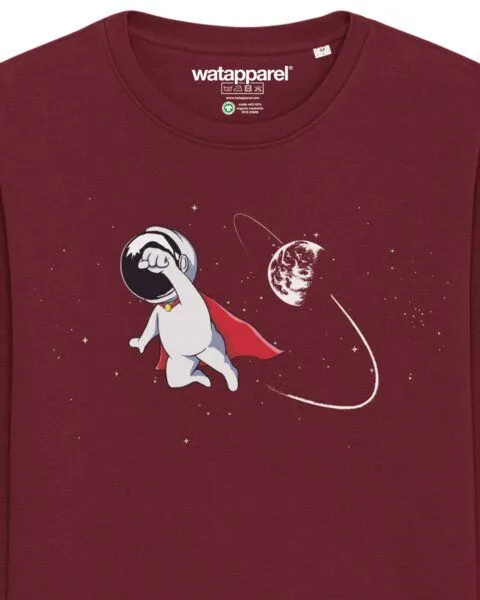 watapparel watapparel Sweatshirt Unisex Superastronaut, Burgundy, – Produktbild 3 von 4