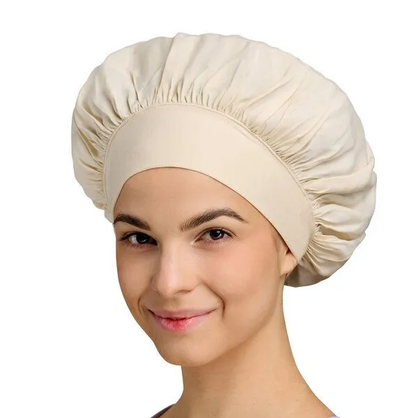 Qupro Qupro Schlafhaube Bonnet vegane Seide Cupro, Beige, – Produktbild 1 von 5