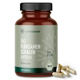 vom Achterhof Flohsamenschalen Kapseln Bio (180 Kapseln) – Produktbild 1 von 1